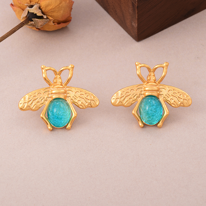1 Pair Elegant Luxurious Queen Plant Bee Inlay Alloy Copper Glass Stone Pearl Zircon 18K Gold Plated Alluvial Gold Plated Ear Cuffs Ear Studs display picture 27