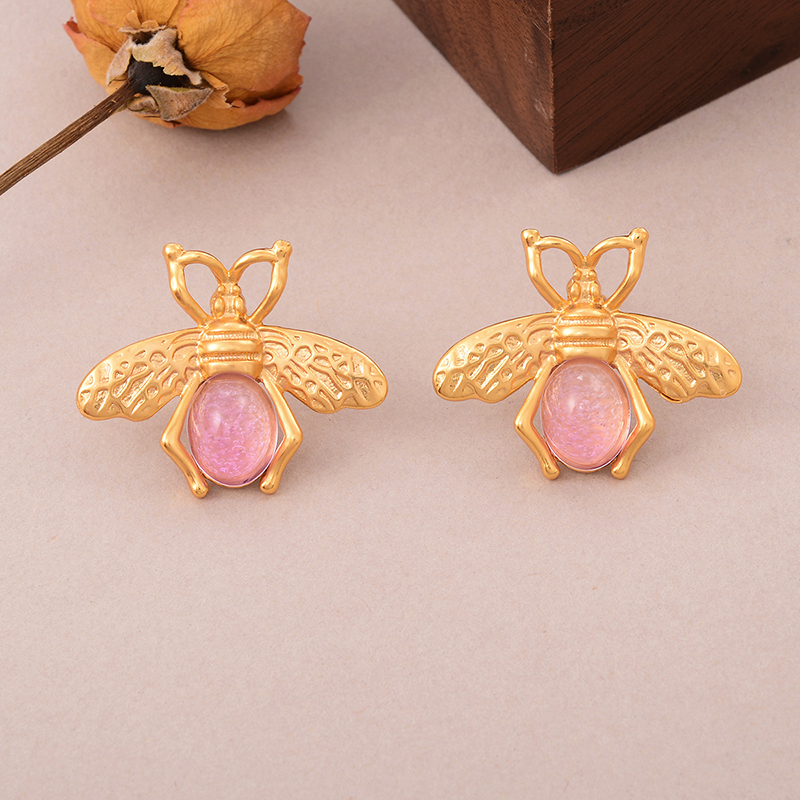 1 Pair Elegant Luxurious Queen Plant Bee Inlay Alloy Copper Glass Stone Pearl Zircon 18K Gold Plated Alluvial Gold Plated Ear Cuffs Ear Studs display picture 30