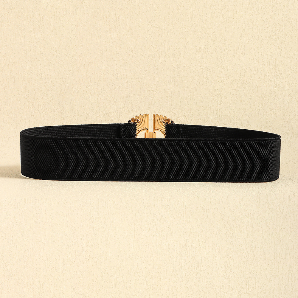 Elegant Business Simple Style Solid Color Alloy Fabric Metal Button Women's Woven Belts display picture 4
