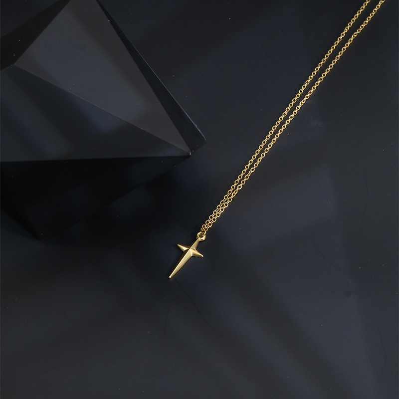 Acero Inoxidable Chapados en oro de 18k Estilo Simple Estrella Collar Colgante display picture 2