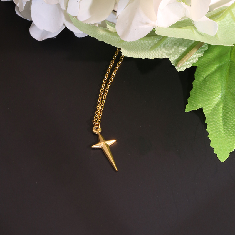 Acero Inoxidable Chapados en oro de 18k Estilo Simple Estrella Collar Colgante display picture 5