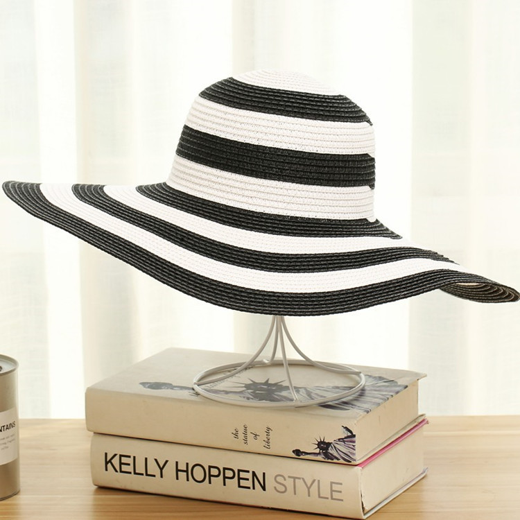 Women's Casual Simple Style Color Block Big Eaves Straw Hat display picture 3