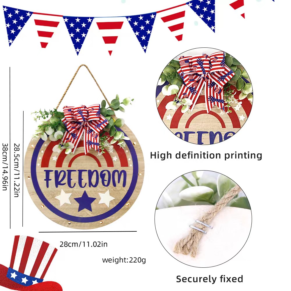 Tag Der Unabhängigkeit Klassischer Stil Brief Amerikanische Flagge Holz Ferien Gruppe Karneval Hängende Ornamente display picture 12