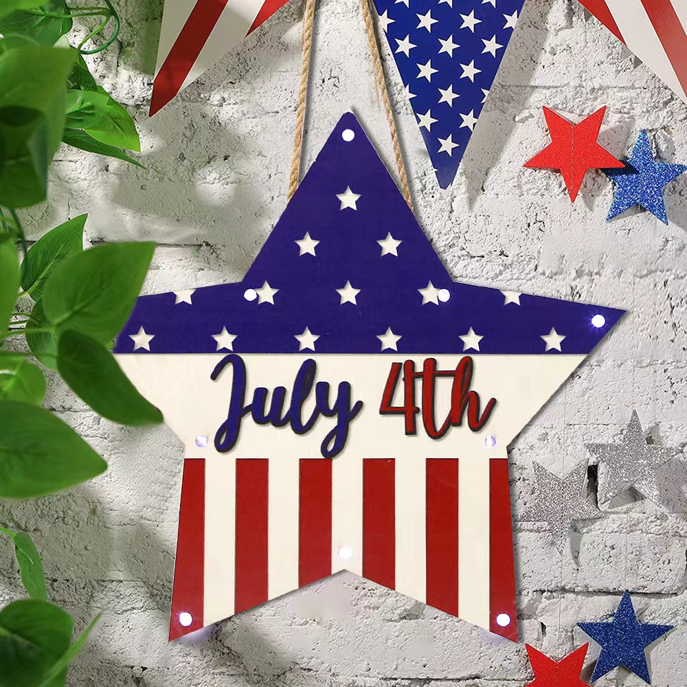 Independence Day Classic Style Letter American Flag Wood Holiday Party Carnival Hanging Ornaments display picture 14