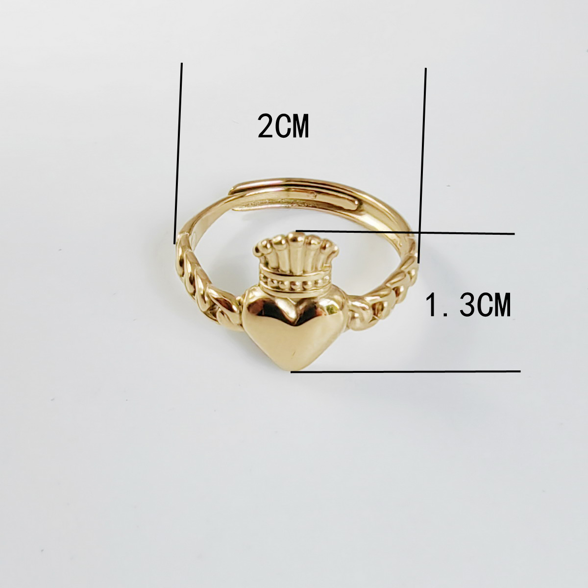 Stainless Steel Titanium Steel 14K Gold Plated Vintage Style Simple Style Plating Heart Shape Open Rings display picture 8