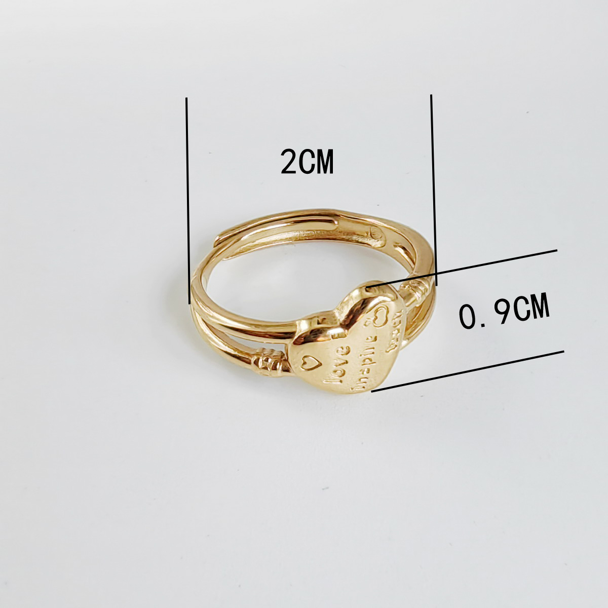 Stainless Steel Titanium Steel 14K Gold Plated Vintage Style Simple Style Plating Heart Shape Open Rings display picture 4