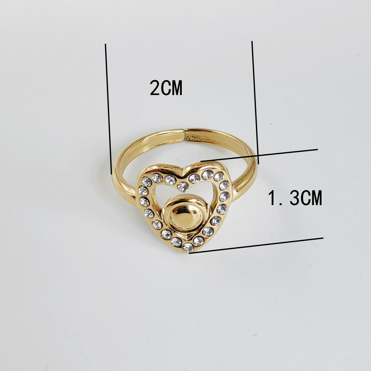 Stainless Steel Titanium Steel 14K Gold Plated Vintage Style Simple Style Plating Heart Shape Open Rings display picture 2