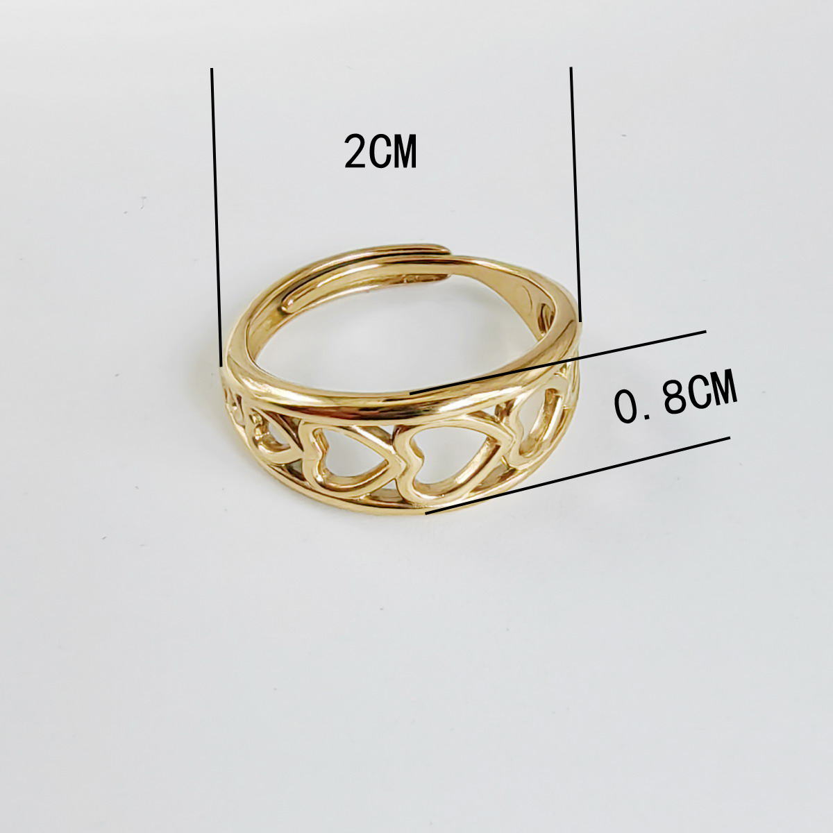 Stainless Steel Titanium Steel 14K Gold Plated Vintage Style Simple Style Plating Heart Shape Open Rings display picture 7