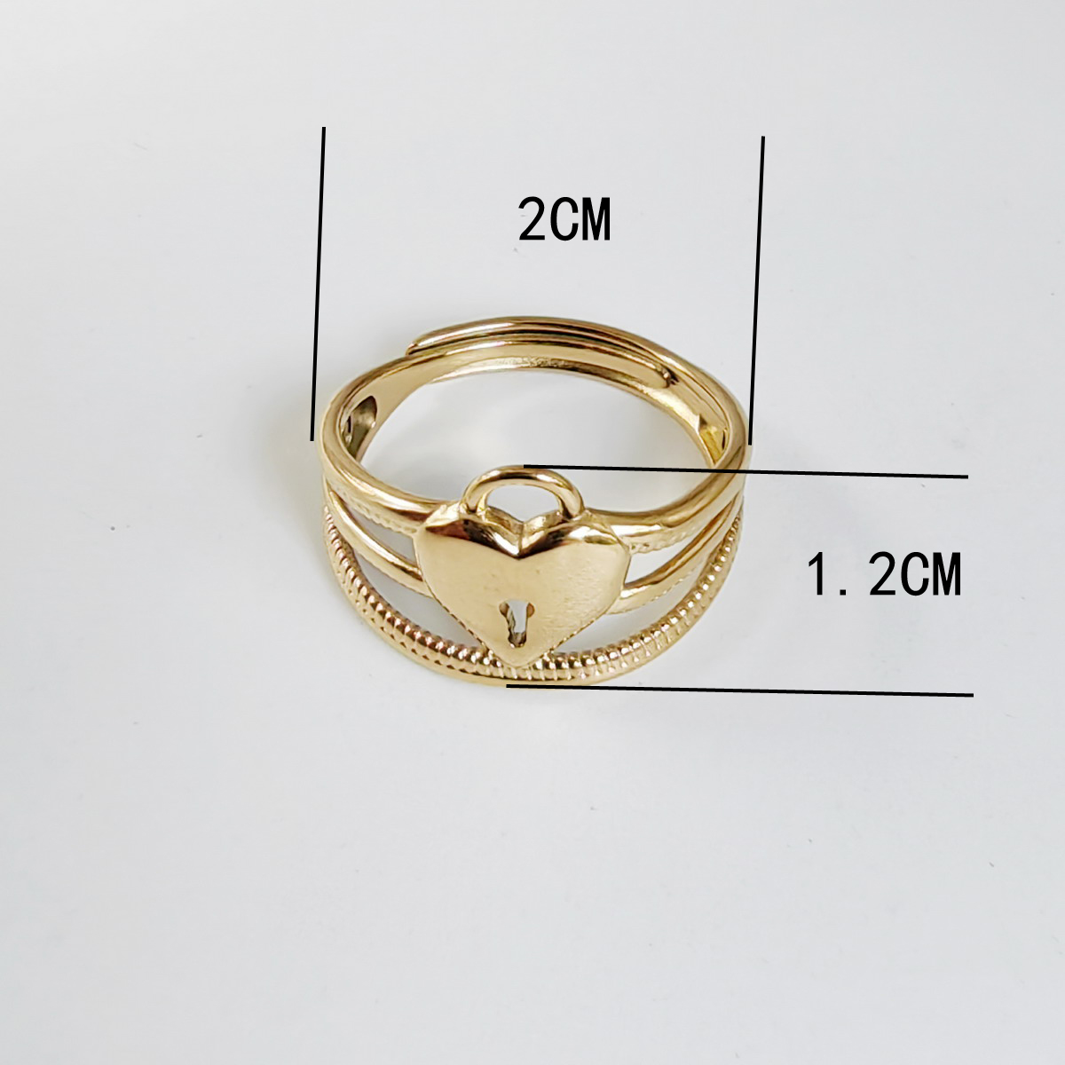 Stainless Steel Titanium Steel 14K Gold Plated Vintage Style Simple Style Plating Heart Shape Open Rings display picture 3