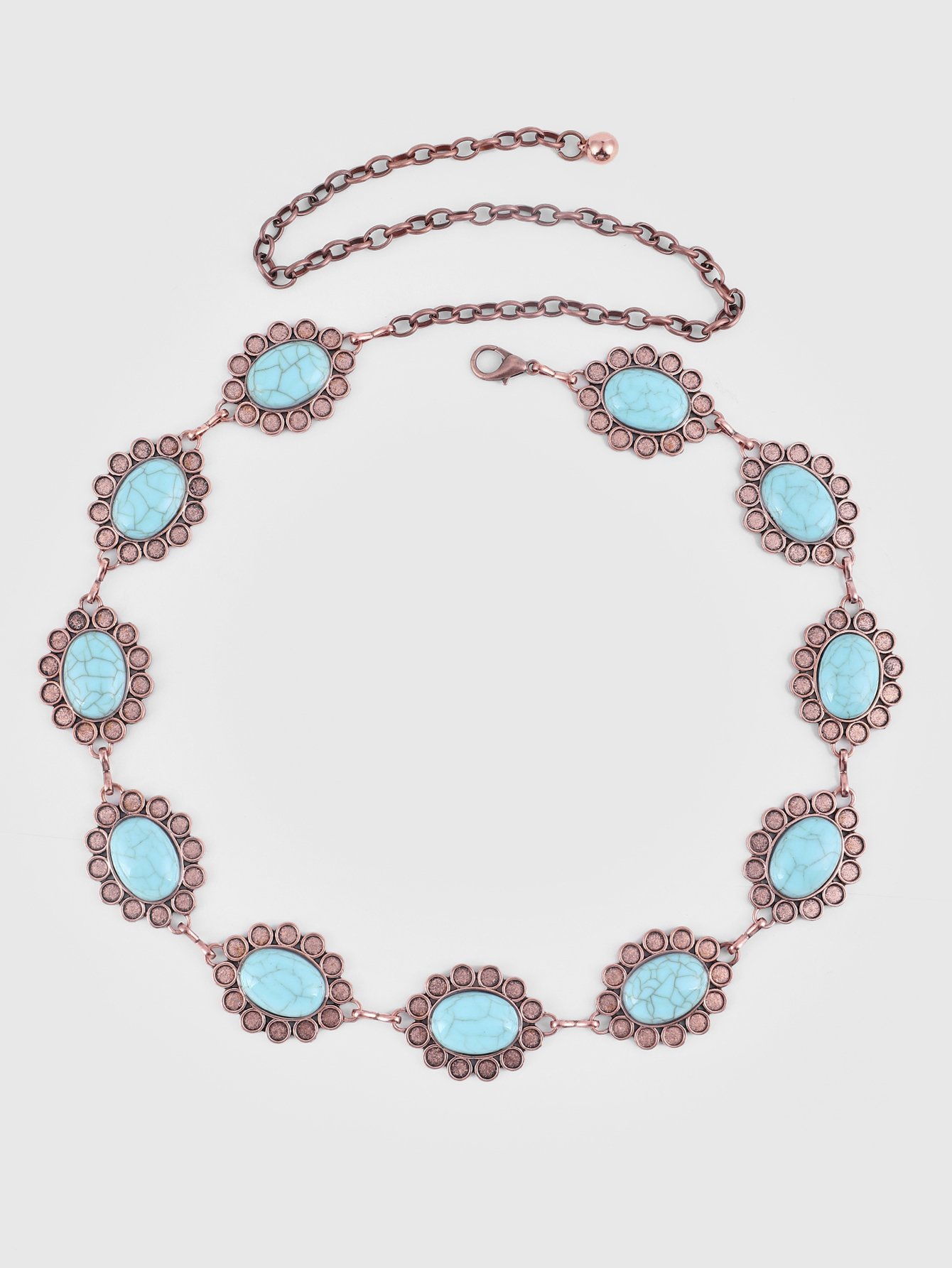 Vintage Style Ethnic Style Chrysanthemum Alloy Turquoise Women's Chain Belts display picture 11