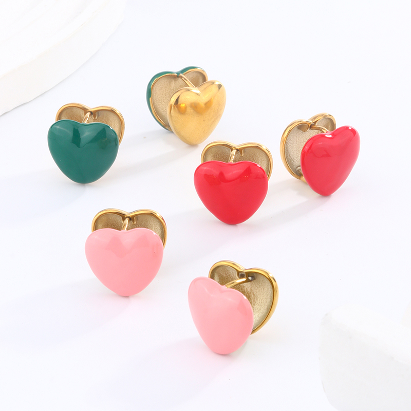 1 Pair Simple Style Classic Style Heart Shape Snake Scallop Enamel Plating Stainless Steel Titanium Steel 18K Gold Plated Ear Cuffs display picture 1