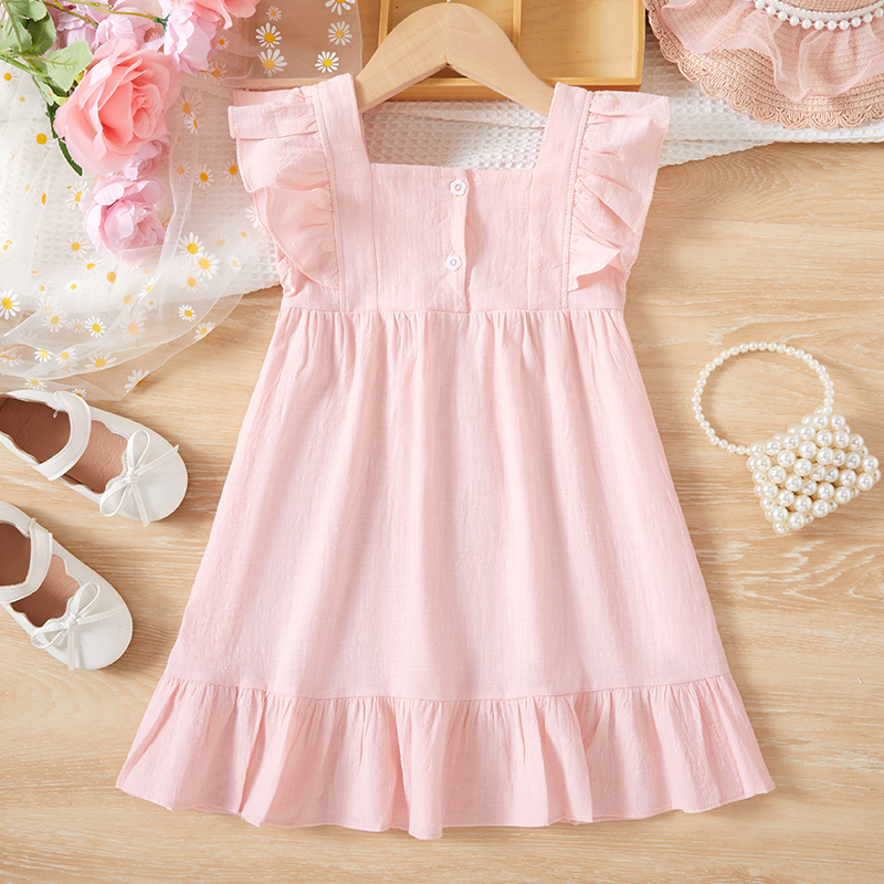 Princess Flower Embroidery Cotton Blend Girls Dresses display picture 4