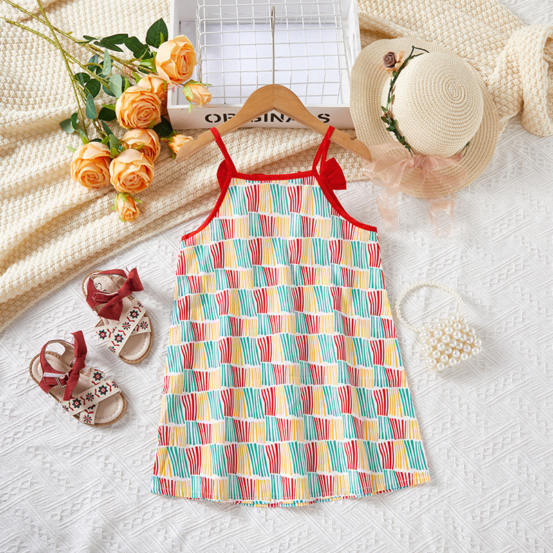 Cute Bow Knot Embroidery Cotton Blend Girls Dresses display picture 5