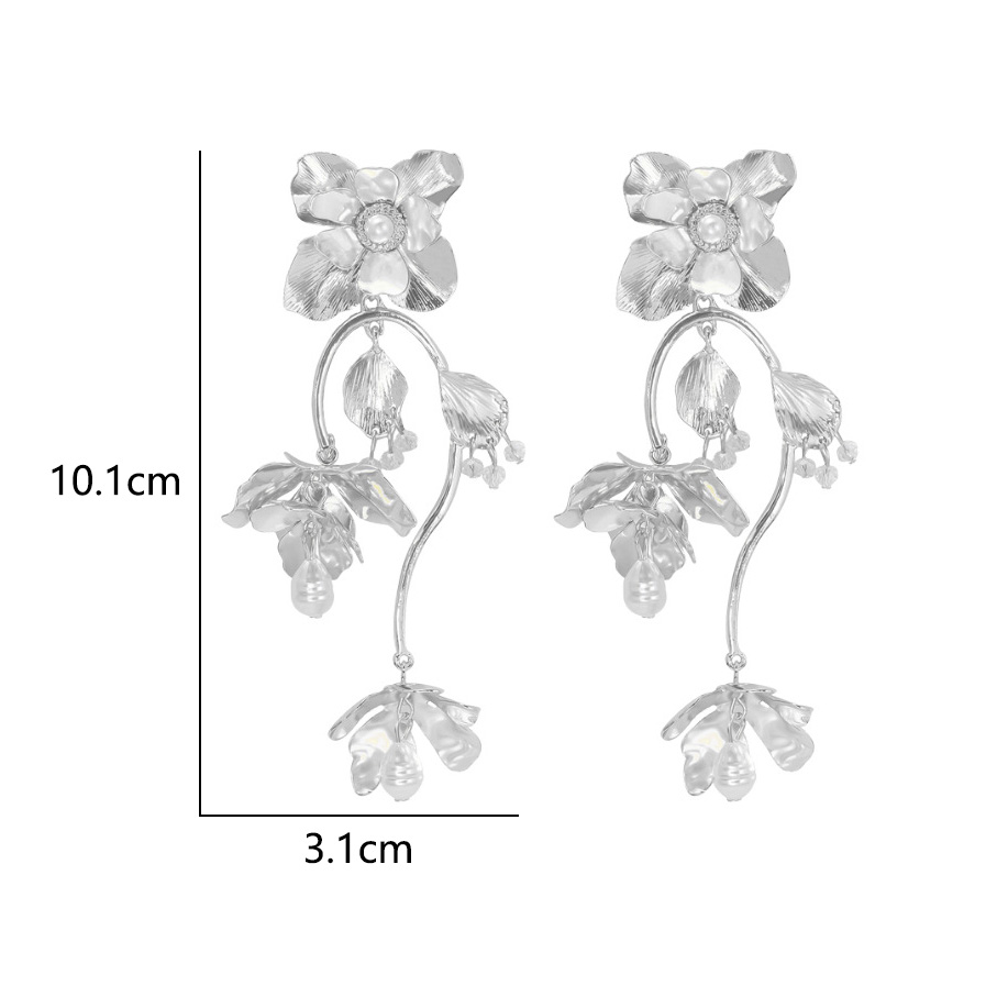 1 Pair Retro Sweet Flower Crystal Inlay Alloy Artificial Pearls Drop Earrings display picture 9