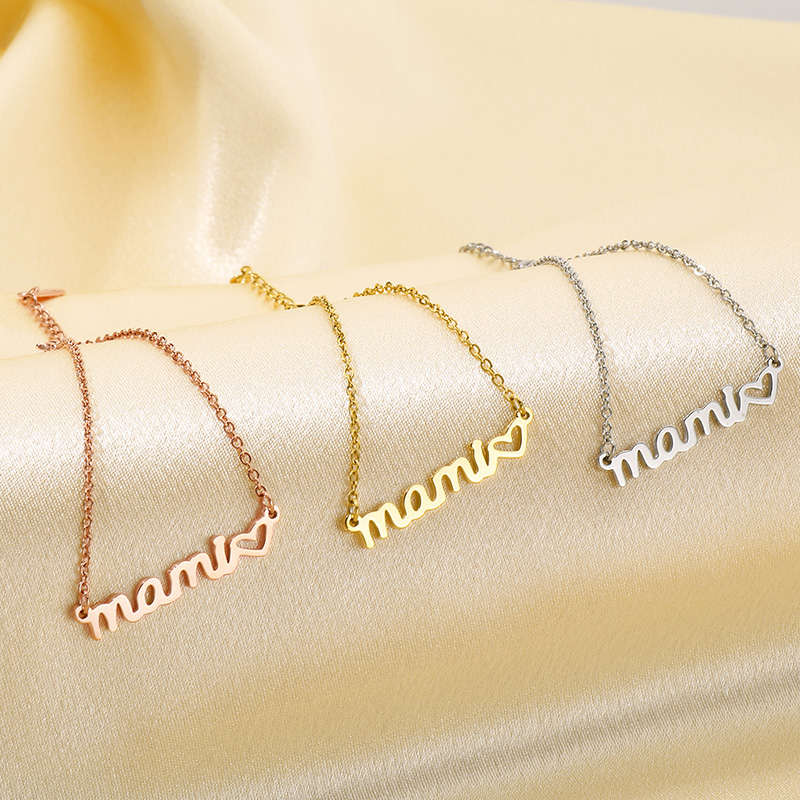 Stainless Steel 18K Gold Plated MAMA Plating Letter Bracelets Necklace display picture 12