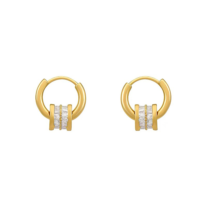 1 Pair Simple Style Round Plating Inlay Copper Zircon 18K Gold Plated Drop Earrings display picture 1