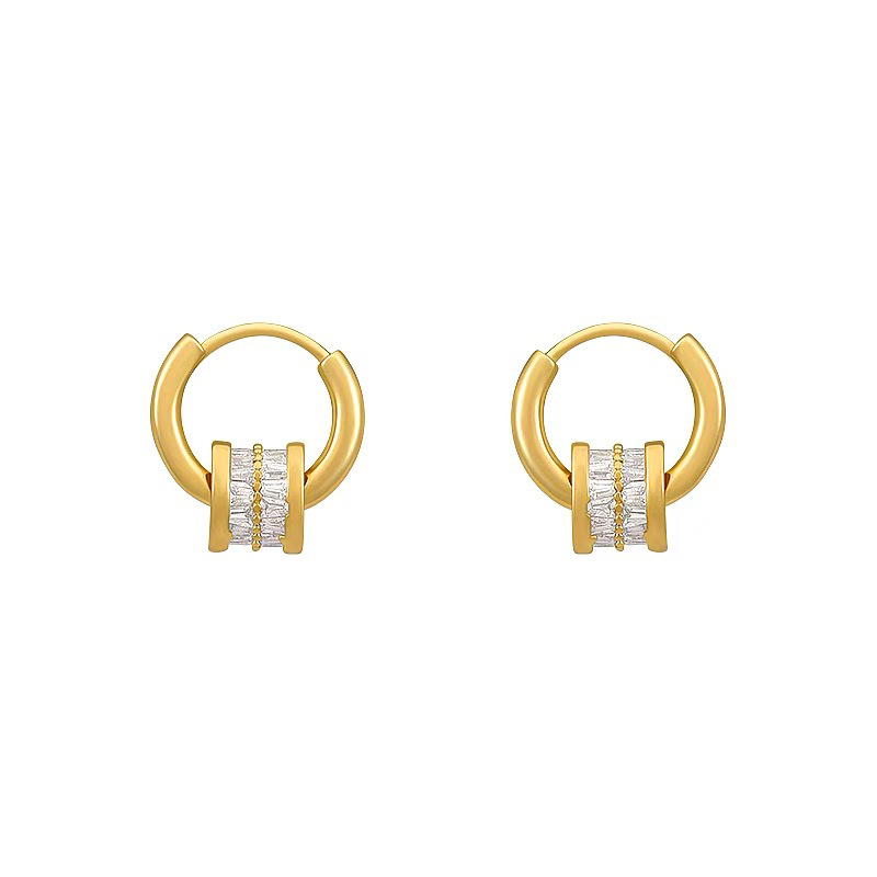 1 Paire Style Simple Rond Placage Incruster Le Cuivre Zircon Plaqué Or 18K Boucles D'oreilles display picture 1