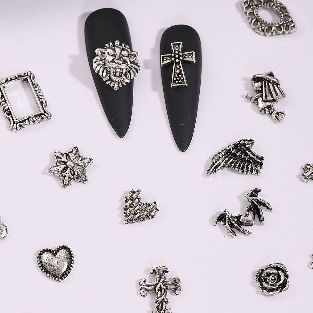 Gothic Cross Little Devil Heart Shape Zinc Alloy Nail Decoration Accessories 240 Pieces Per Pack display picture 3