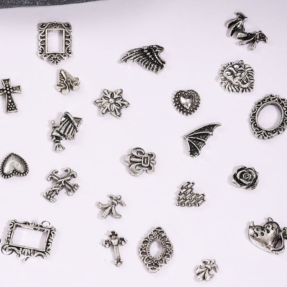 Gothic Cross Little Devil Heart Shape Zinc Alloy Nail Decoration Accessories 240 Pieces Per Pack display picture 2