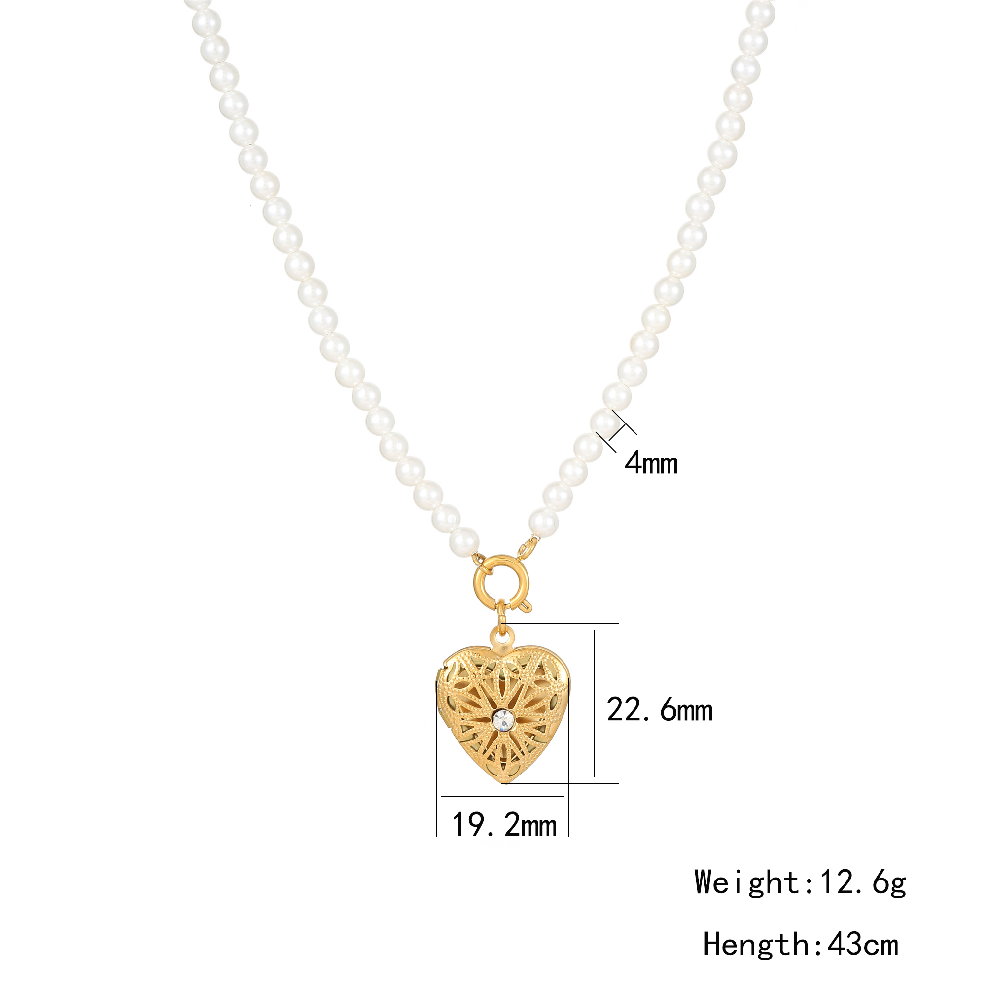 Rostfreier Stahl Elegant Glam Herzform Perlen Halskette Mit Anhänger display picture 2