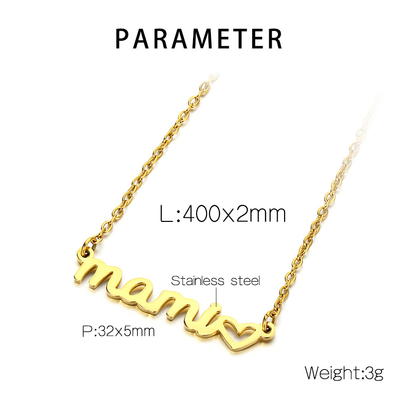 Acier Inoxydable Plaqué Or 18K MAMA Placage Lettre Bracelets Collier display picture 1