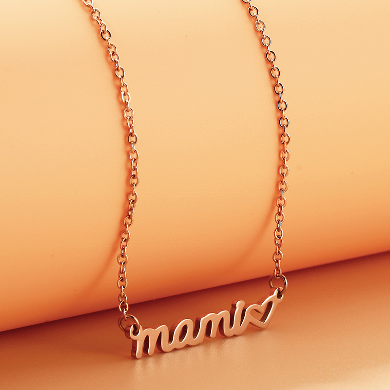 Stainless Steel 18K Gold Plated MAMA Plating Letter Bracelets Necklace display picture 5