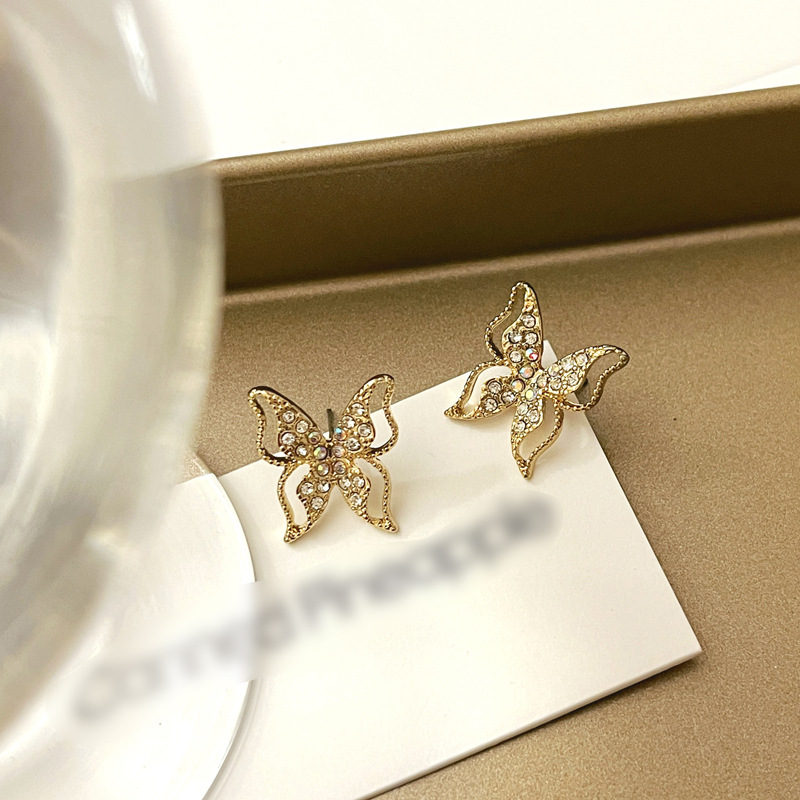 1 Paire Style Simple Style Classique Papillon Incruster Alliage Zircon Boucles D'Oreilles display picture 7