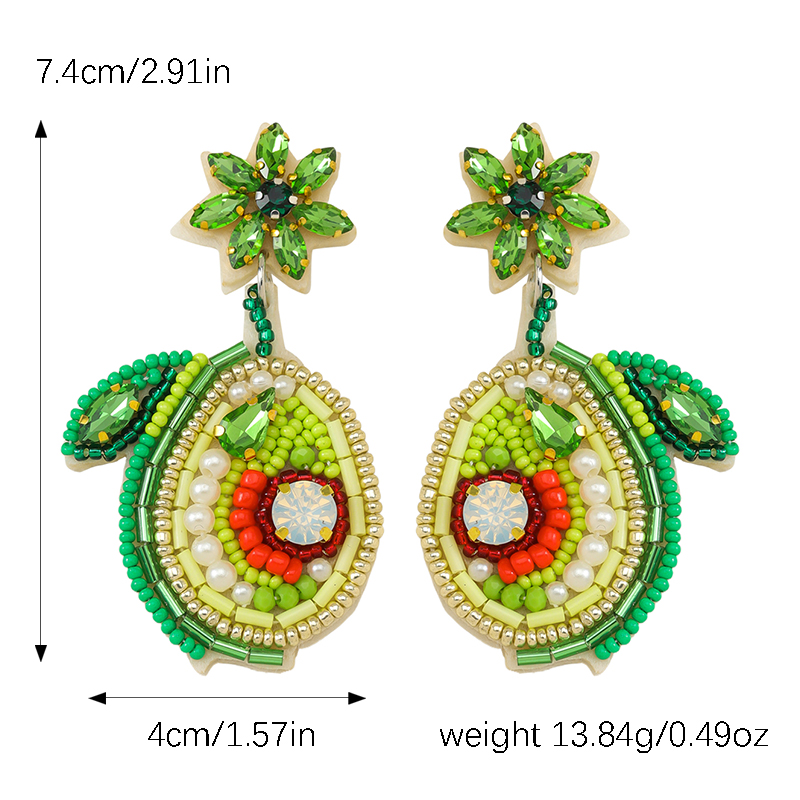 1 Pair Cute Pear Inlay Seed Bead Rhinestones Drop Earrings display picture 11