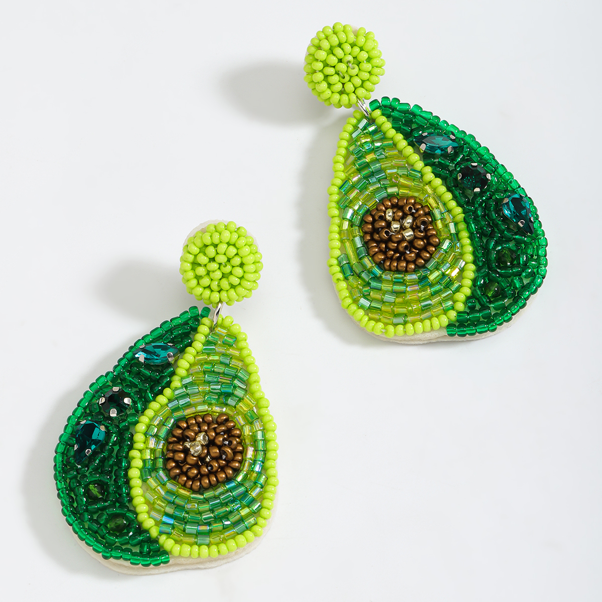 1 Pair Cute Pear Inlay Seed Bead Rhinestones Drop Earrings display picture 8
