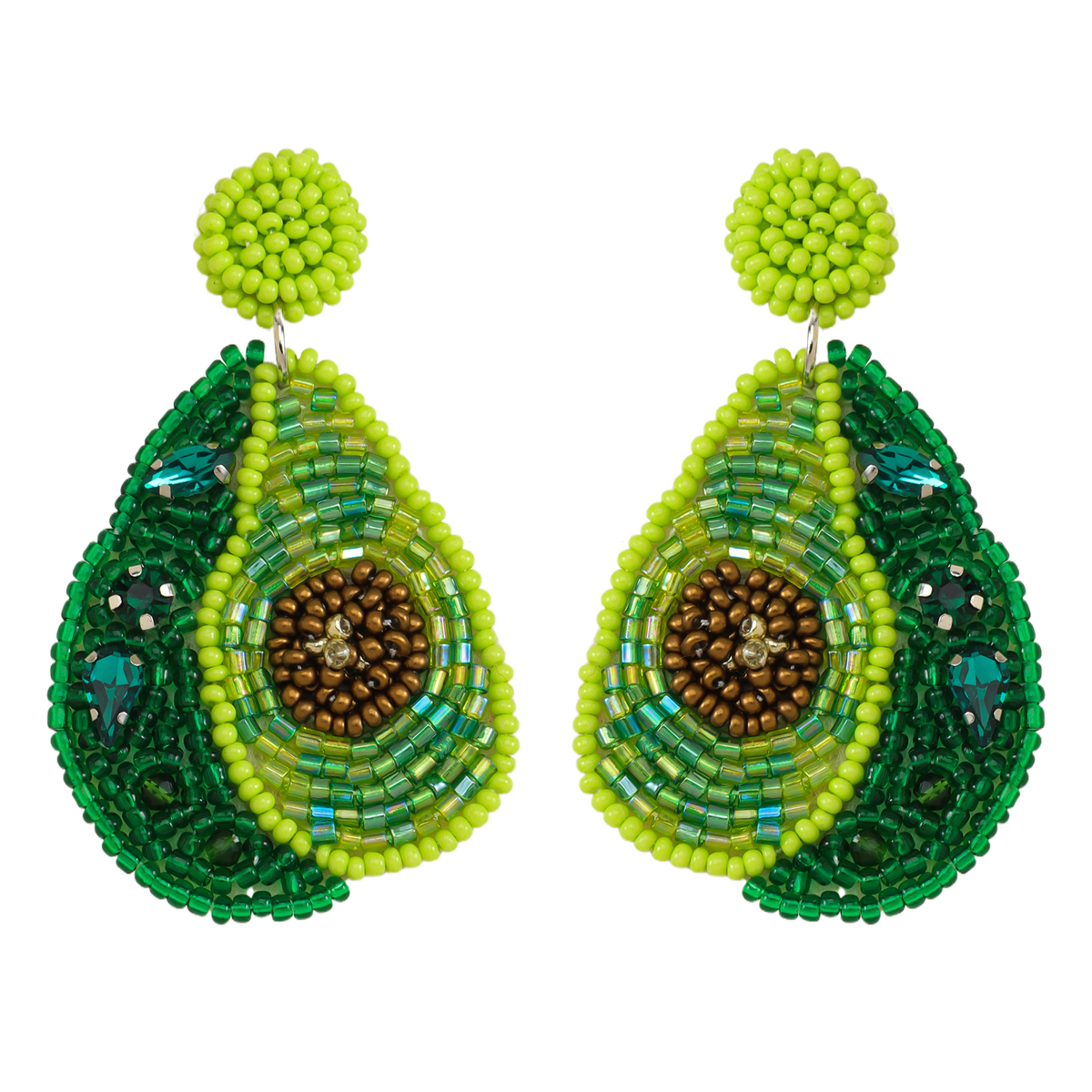 1 Pair Cute Pear Inlay Seed Bead Rhinestones Drop Earrings display picture 9