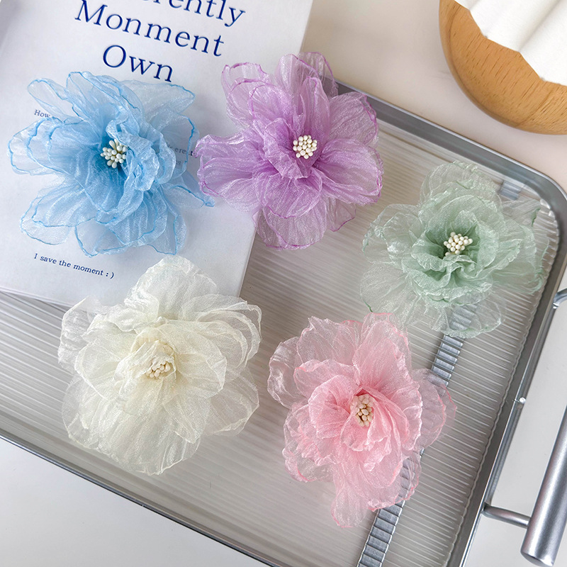 Women's Elegant Romantic Solid Color Gauze Patchwork Hair Clip display picture 8