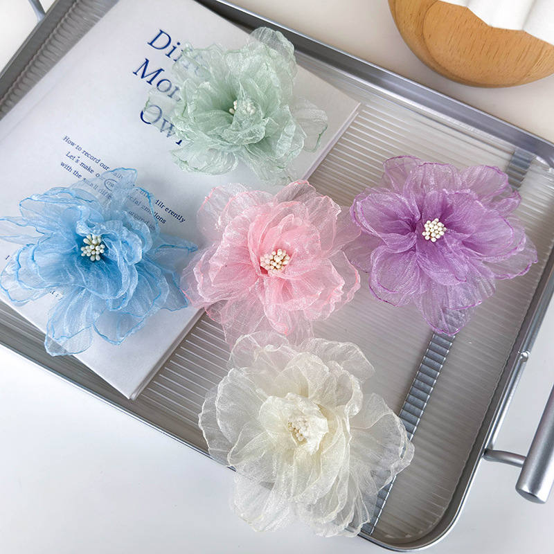 Women's Elegant Romantic Solid Color Gauze Patchwork Hair Clip display picture 4