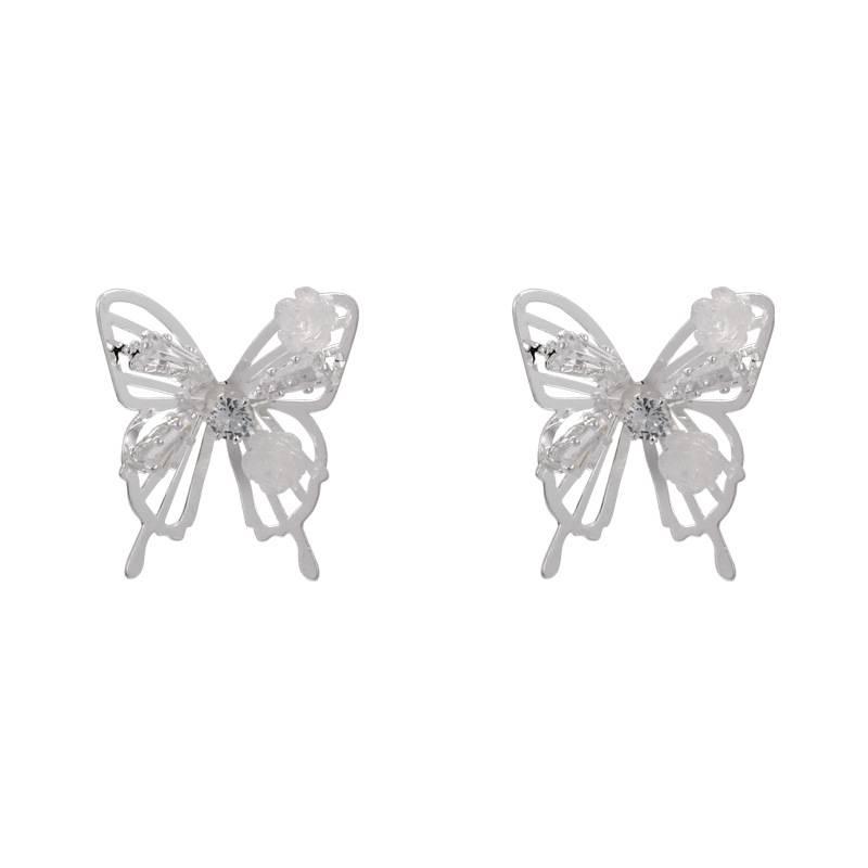 1 Pair Sweet Shiny Butterfly Inlay Copper White Gold Plated Ear Studs display picture 10