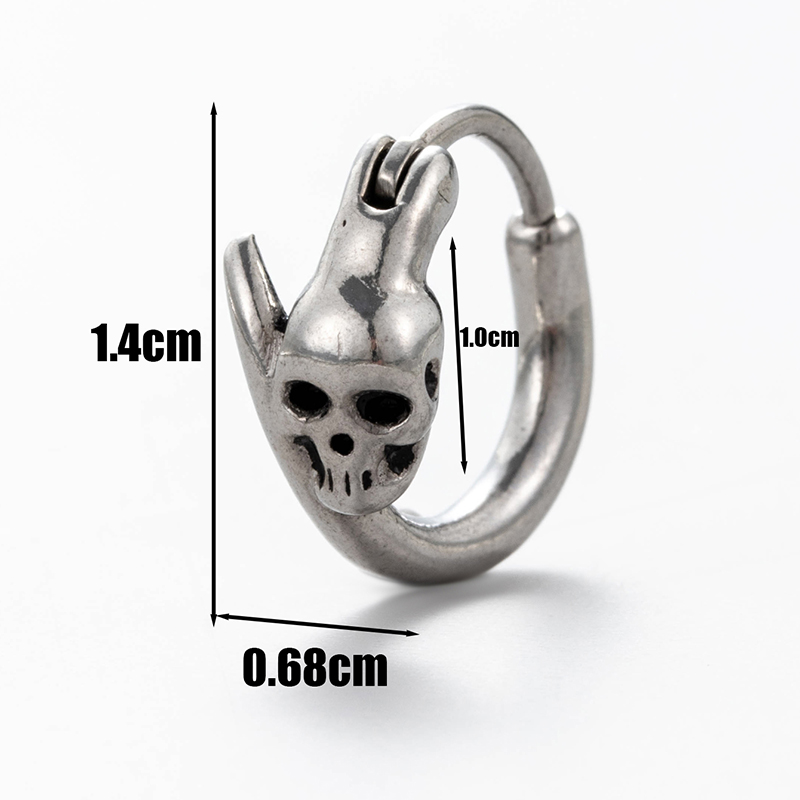 1 Piece Vintage Style Star Solid Color Skull Stainless Steel Ear Studs display picture 9