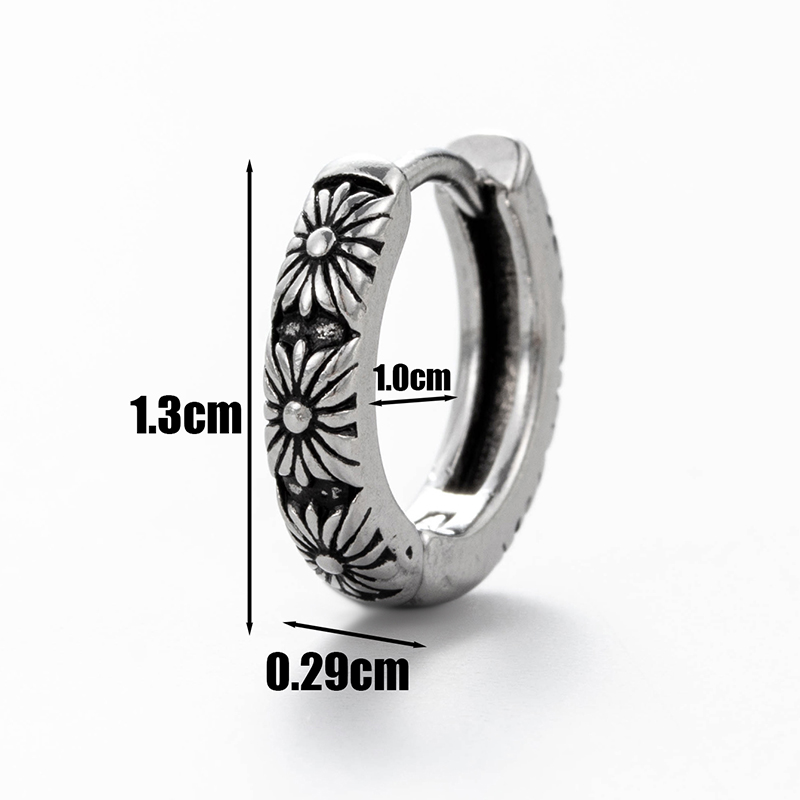 1 Piece Vintage Style Printing Solid Color Flower Stainless Steel Ear Studs display picture 7