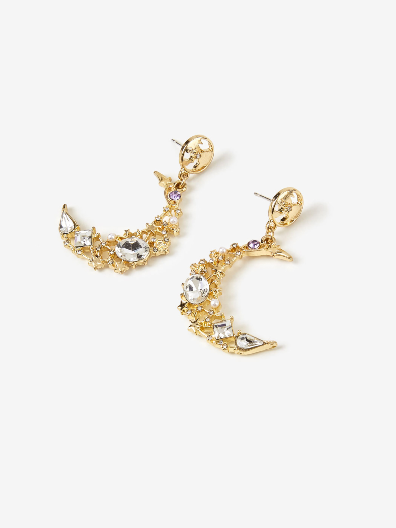 1 Paar Einfacher Stil Mond Überzug Inlay Legierung Künstliche Perlen Zirkon Vergoldet Tropfenohrringe display picture 3