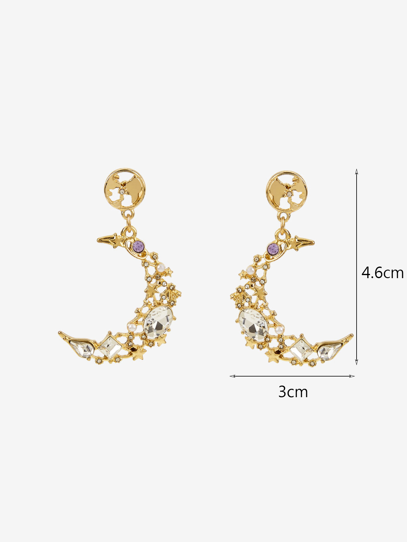 1 Pair Simple Style Moon Plating Inlay Alloy Artificial Pearls Zircon Gold Plated Drop Earrings display picture 5