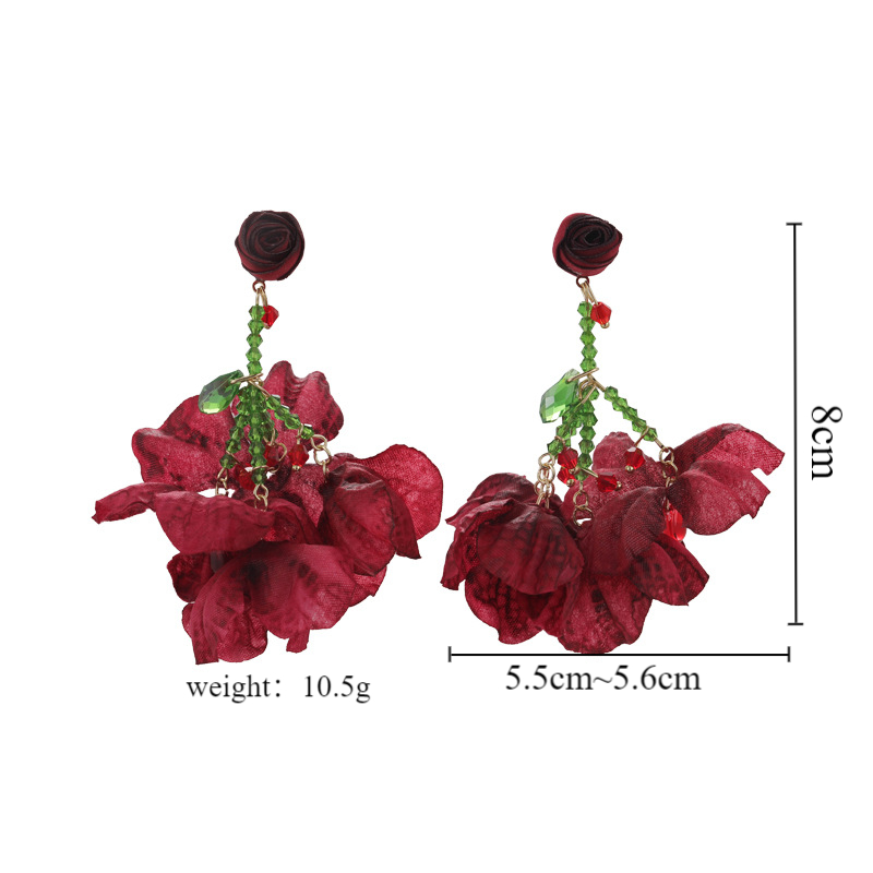 1 Paire Sexy Fleur Chiffon Boucles D'oreilles display picture 1