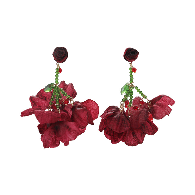 1 Pair Sexy Flower Cloth Drop Earrings display picture 9