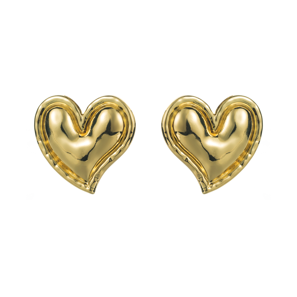 1 Pair Casual Cute Heart Shape Alloy Gold Plated Silver Plated Ear Studs display picture 5