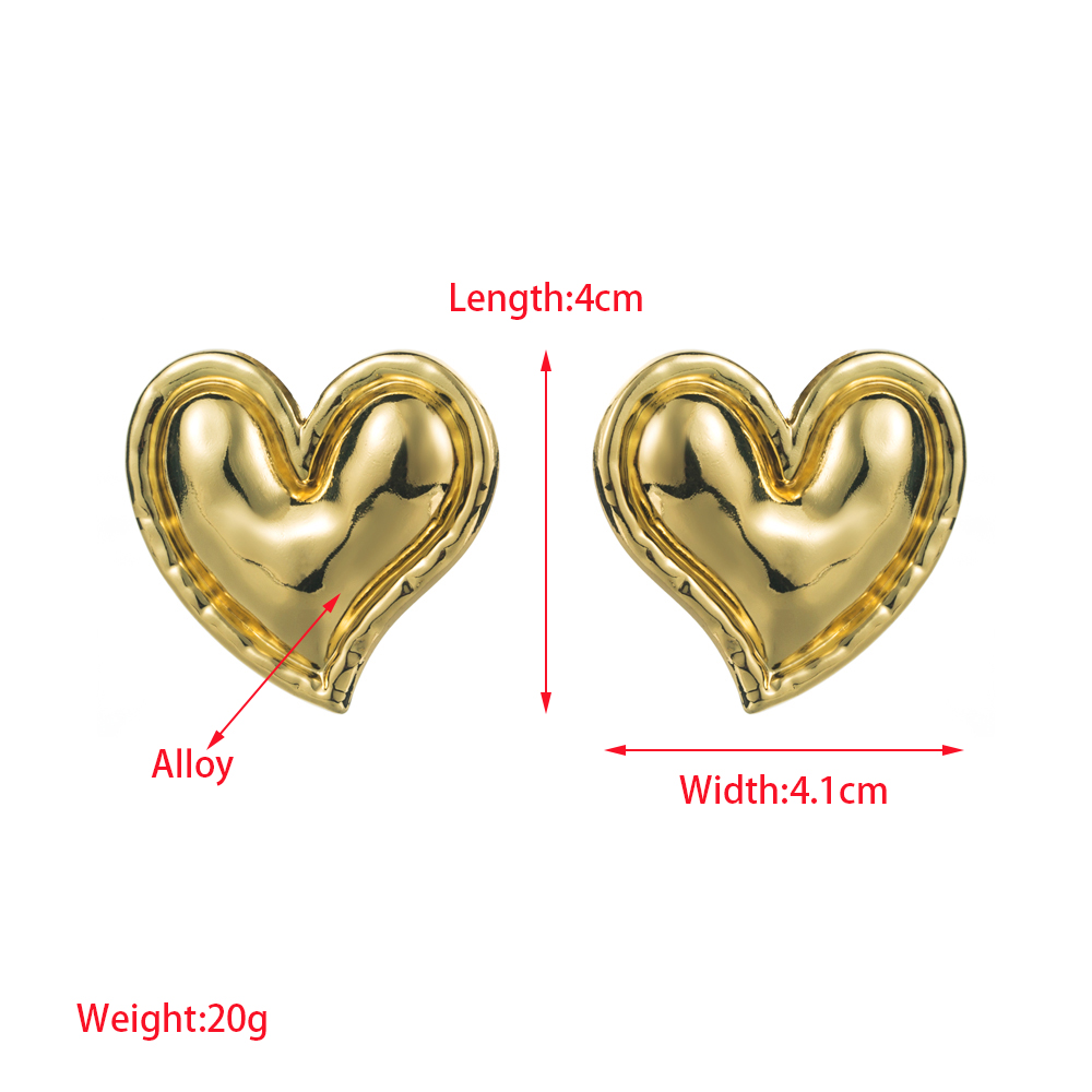 1 Pair Casual Cute Heart Shape Alloy Gold Plated Silver Plated Ear Studs display picture 1