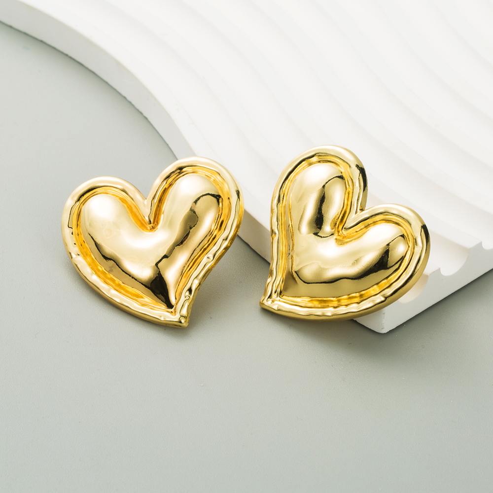 1 Pair Casual Cute Heart Shape Alloy Gold Plated Silver Plated Ear Studs display picture 3