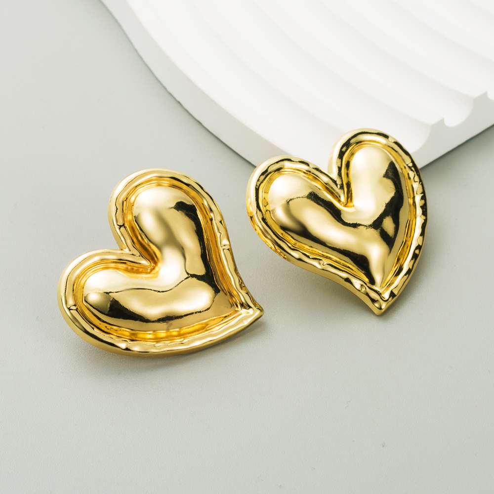 1 Pair Casual Cute Heart Shape Alloy Gold Plated Silver Plated Ear Studs display picture 4