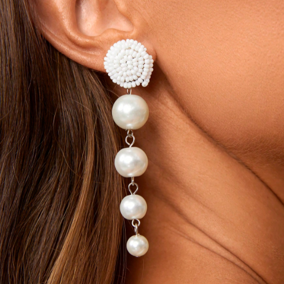1 Paire Style Simple Rond Perle Alliage Boucles D'oreilles display picture 1