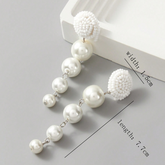 1 Paire Style Simple Rond Perle Alliage Boucles D'oreilles display picture 4