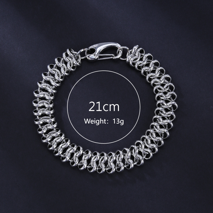 Acier Inoxydable 304 Hip Hop Style Simple Polissage Numéro Bracelets Collier display picture 6