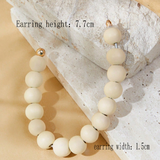 1 Paire Style Moderne Sucré Rond Alliage Perles De Bois Boucles D'Oreilles display picture 5