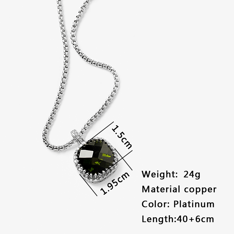 Le Cuivre Or Blanc Plaqué Classique Rétro Incruster Carré Zircon Pendentif display picture 5