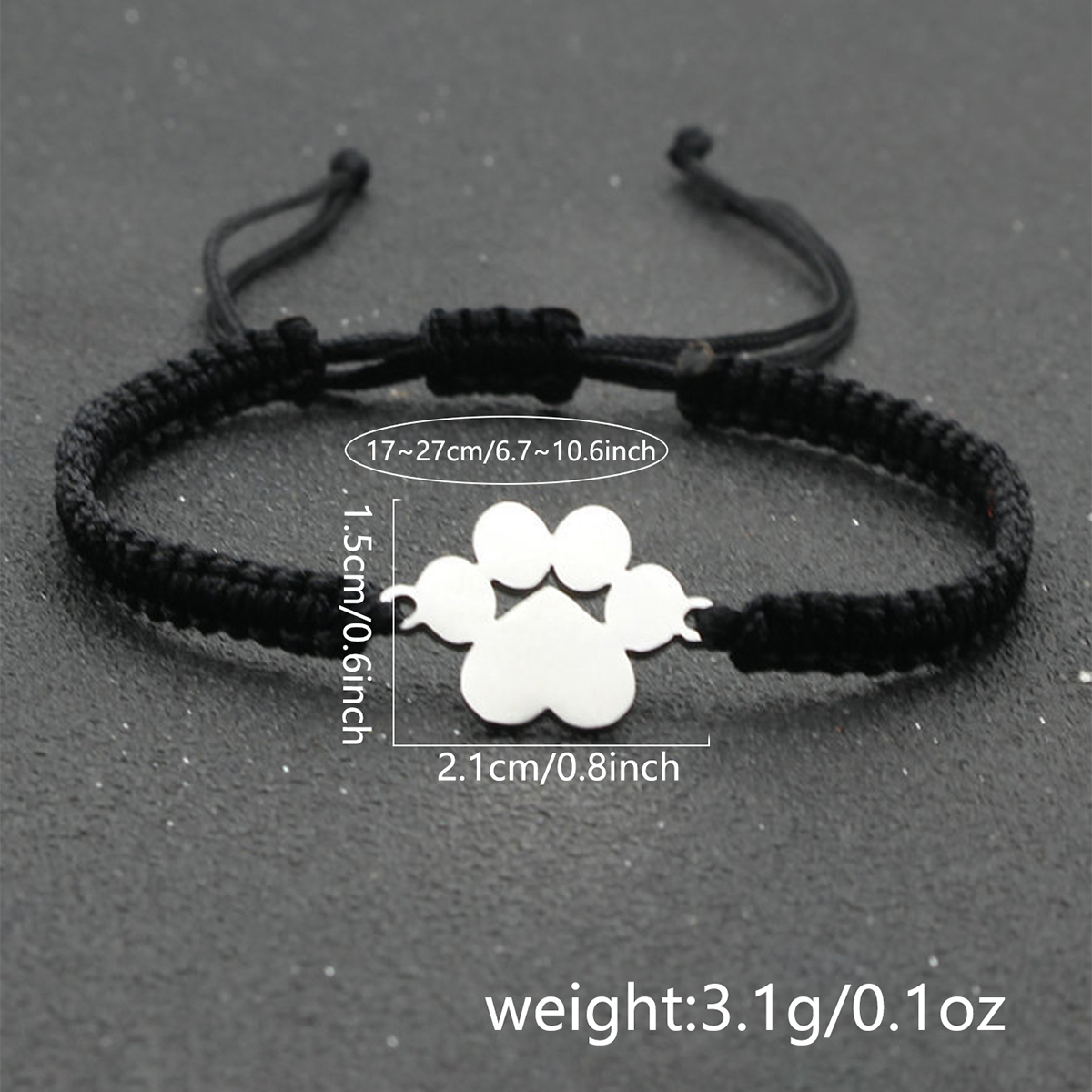 Simple Style Cross Paw Print 304 Stainless Steel Polyester Men's Wristband display picture 1