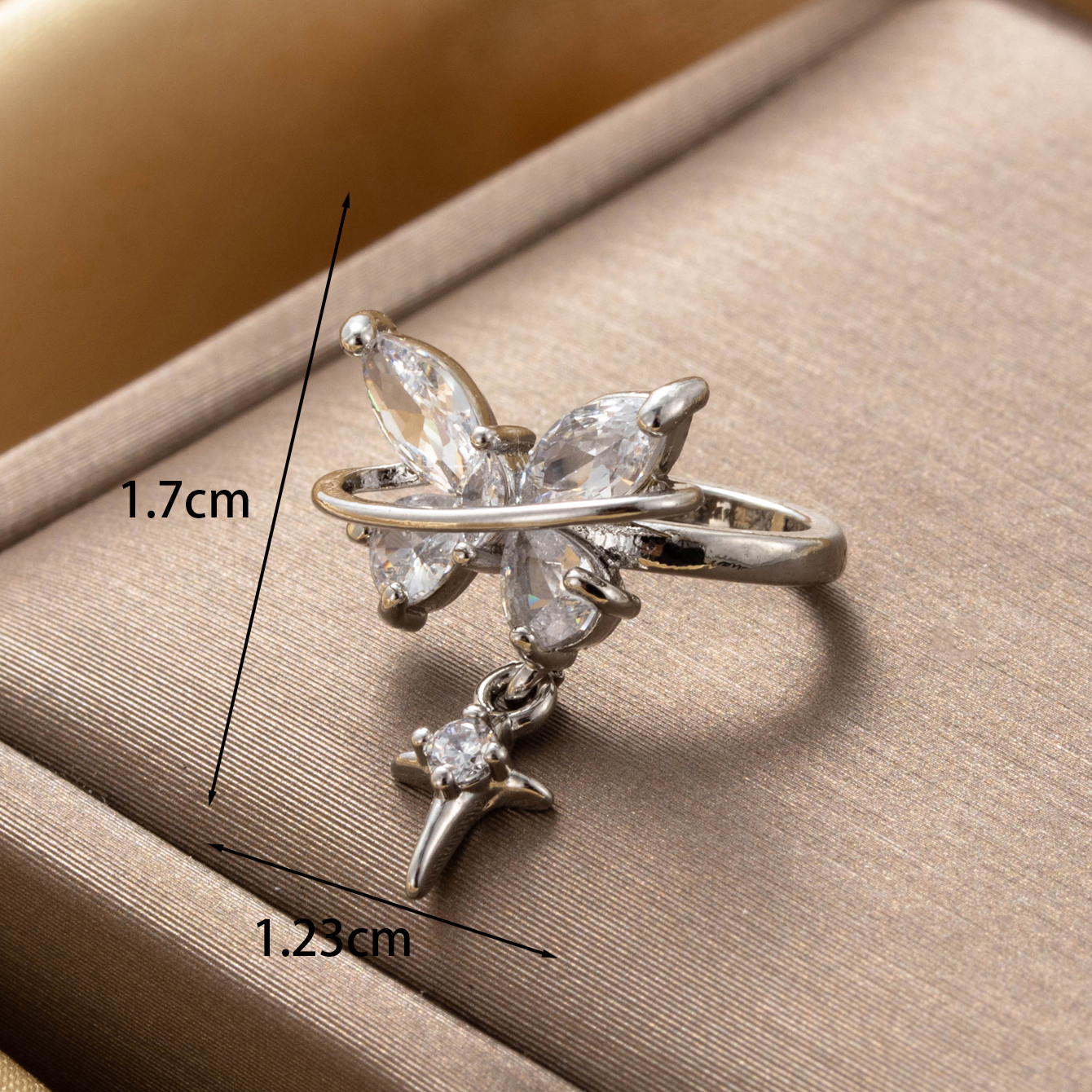 1 Piece Simple Style Geometric Flower Butterfly Inlay Copper Zircon Ear Studs display picture 4